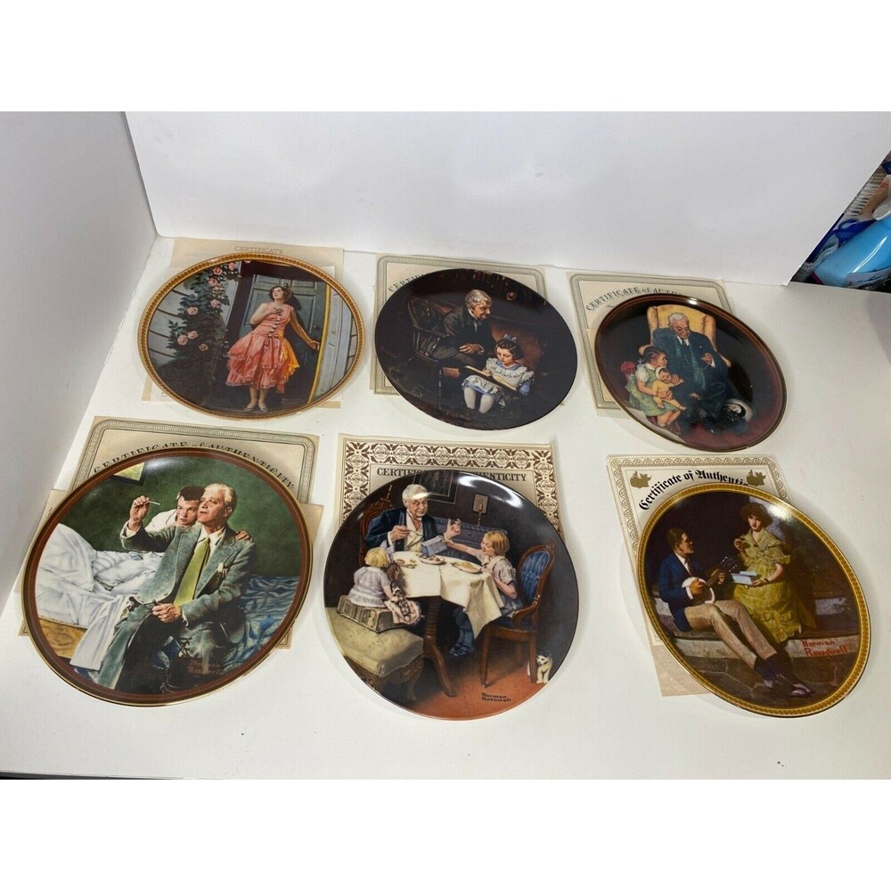 Vintage Set of 6 Norman Rockwell 9 inch Decorative Plates First Issue Vintage - Picture 2 of 12